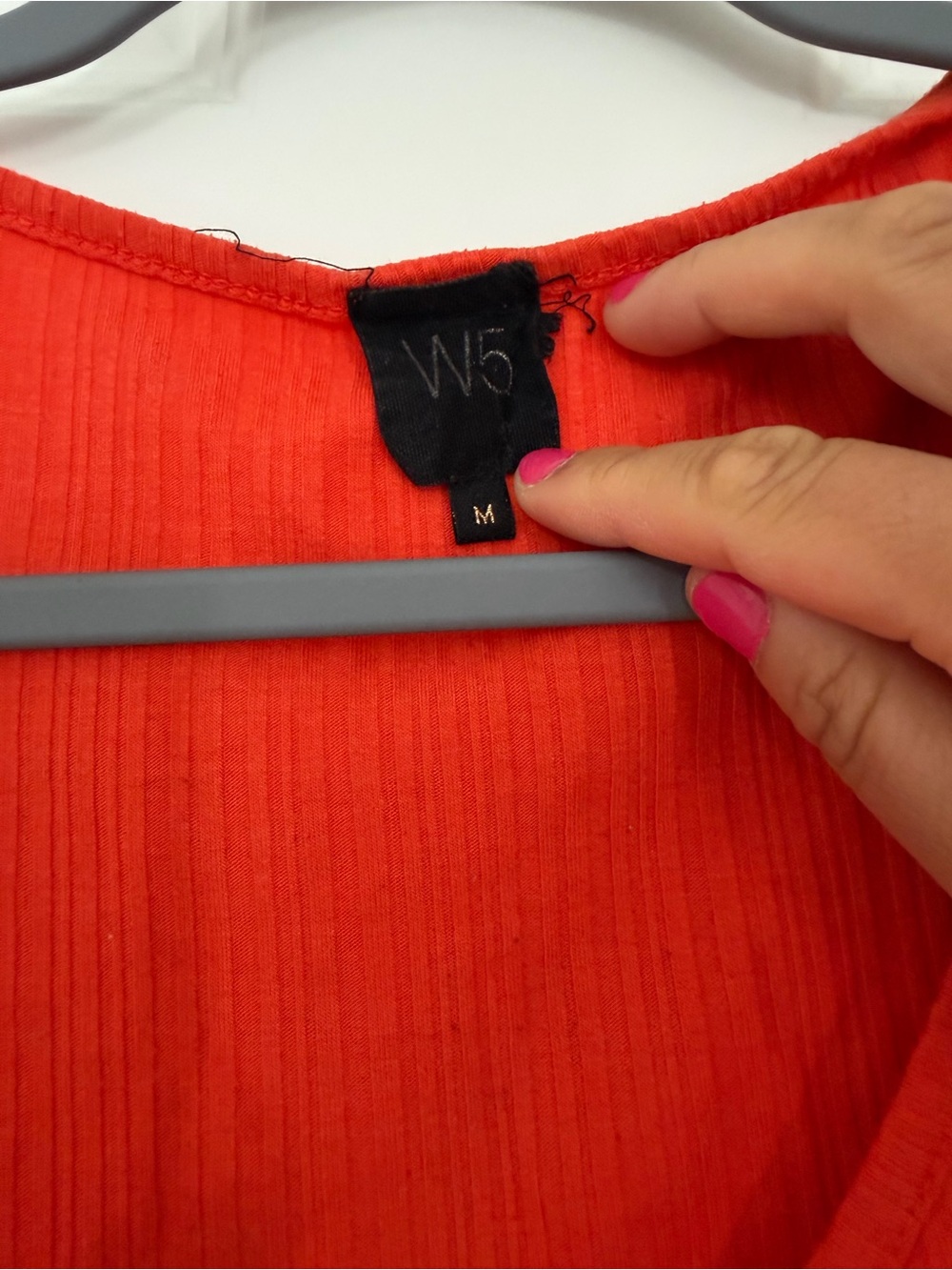W5 Red Ribbed Button-Front Tie Tank - Picture 2 of 2
